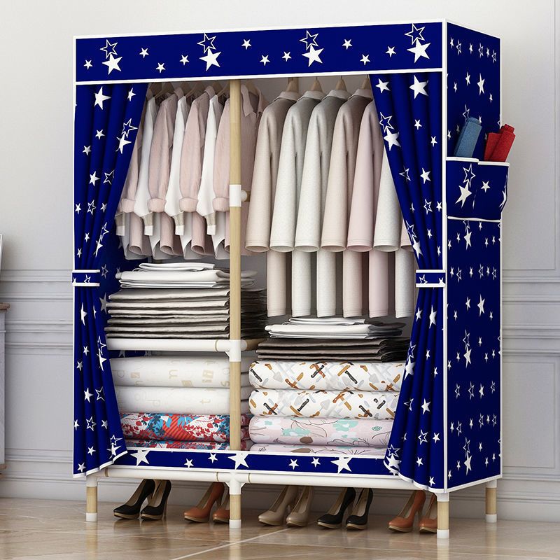 布衣柜简易组装实木衣橱衣物收纳柜架柜子家用卧室家具棕色星辰65a款