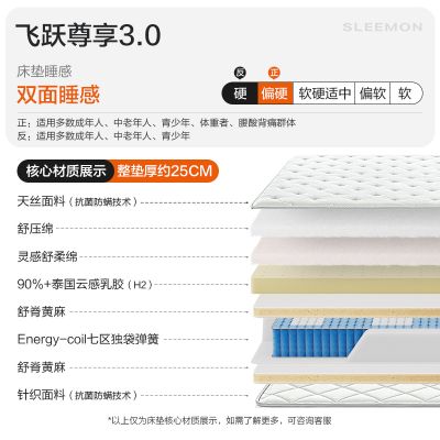 喜临门-飞跃尊享3.0 喜临门进口乳胶黄麻七区独袋轻音弹簧床垫 飞跃尊享3.0 飞跃尊享3.0 180*200
