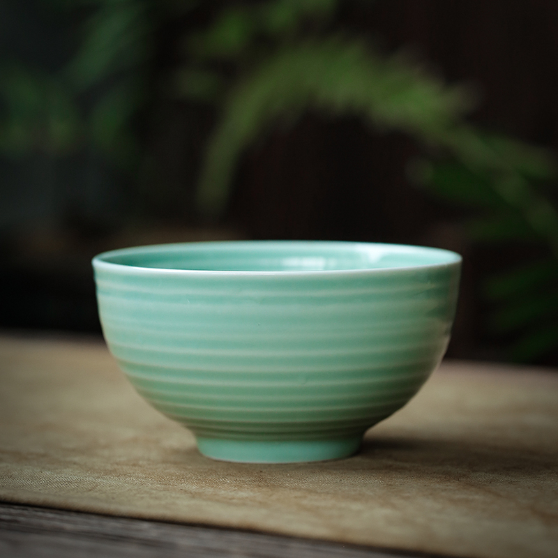 苏氏陶瓷 SUSHI CERAMICS 饭碗青瓷釉陶瓷碗高脚米饭碗5英寸面碗汤碗 4只装餐具套装