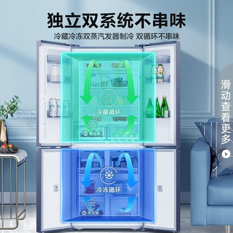 容声(Ronshen)506升十字对开四门冰箱一级能效变频风冷无霜大容量超薄净味保鲜家用电冰箱 以旧换新