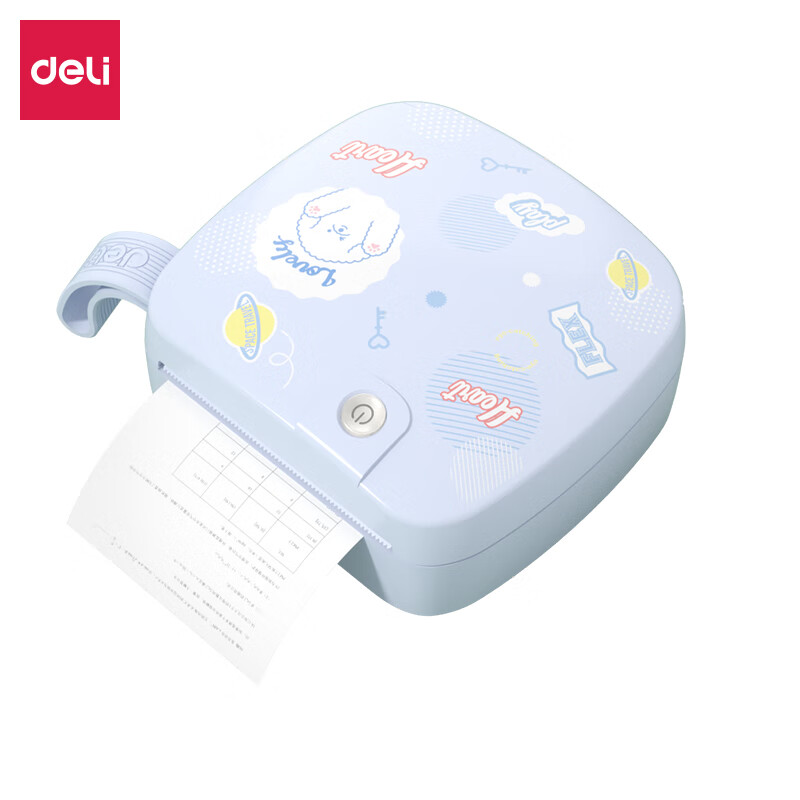 得力(deli)GE221错题打印机蓝色 便携式热敏标签打印机 2英寸300dpi超清款