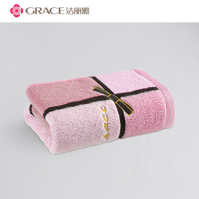 洁丽雅(Grace)洁丽雅礼·物毛巾 洗脸巾(110G/条,72*34cm)柔软吸水成人全棉蝴蝶结提花洗脸毛巾单条装 红