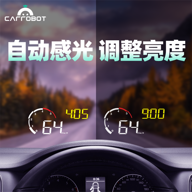 车萝卜(Carrobot)车载HUD抬头显示器 测速GPS汽车时速数字投影仪 W1+OBD版