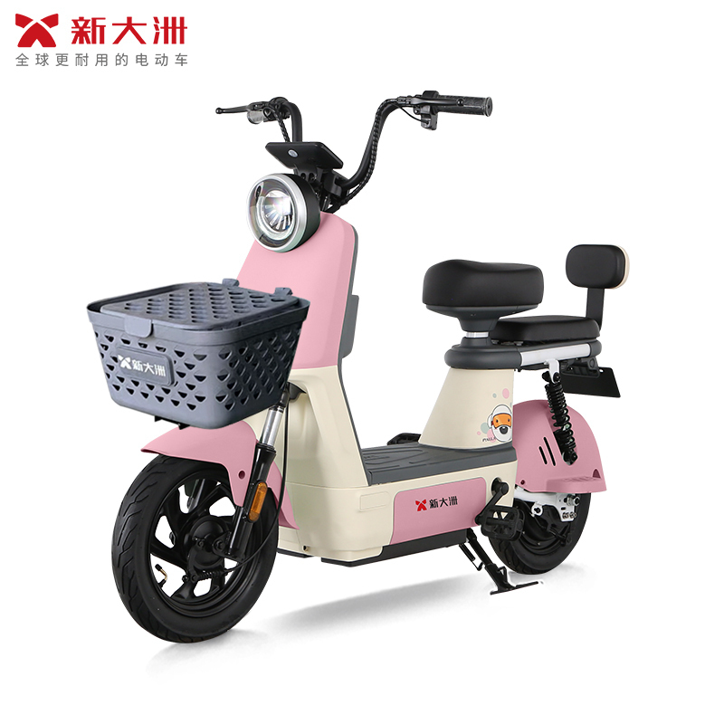 派乐/PALLA 贝塔 新国标48V18Ah铅酸电池电动车代步助力电动自行车 水雾桃粉(不带菜篮+靠背)