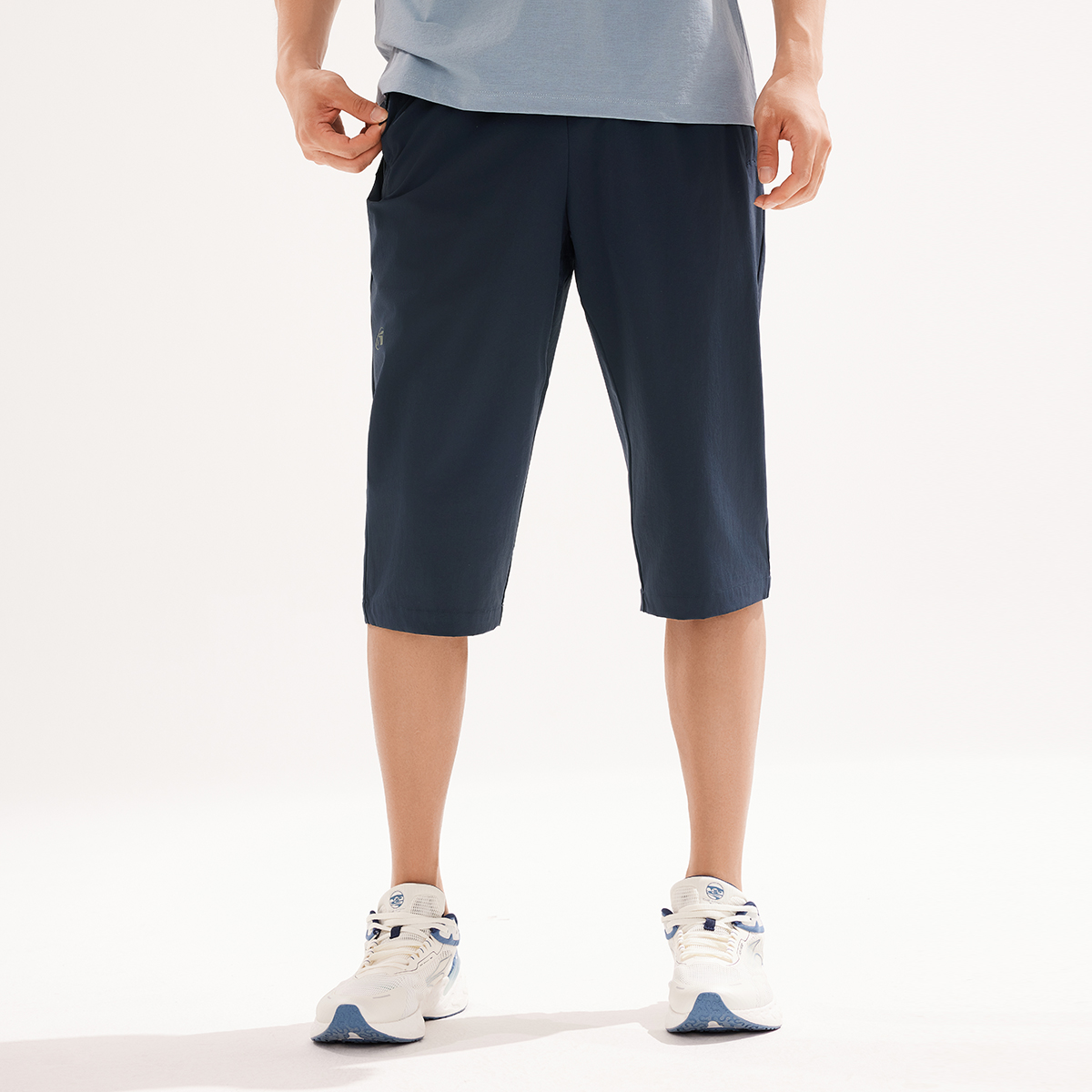 361°运动短裤男新款防晒科技透气零束科技运动健身宽松户外七分裤 3XL 深墨蓝