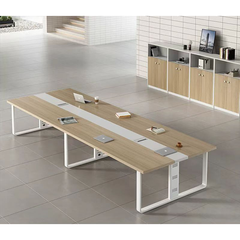 止臣 会议桌 办公家具现代简约会议桌接待洽谈桌培训桌贴木皮会议桌钢制会议桌办公桌 E1高清大图