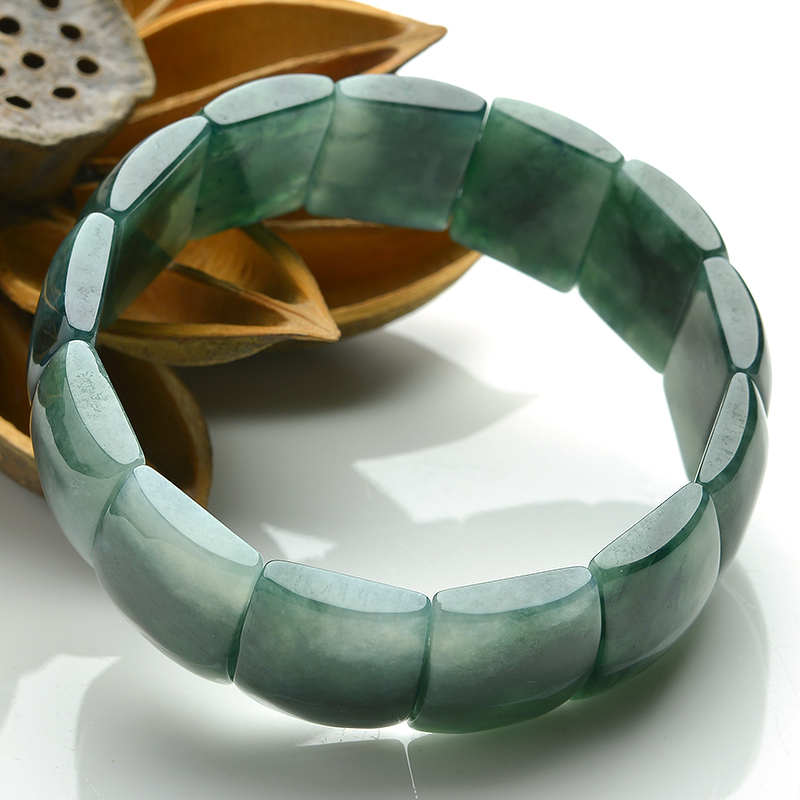 翡翠手环油青手链玉石手串男款手排饰品带证书送女朋友七夕情人节礼物