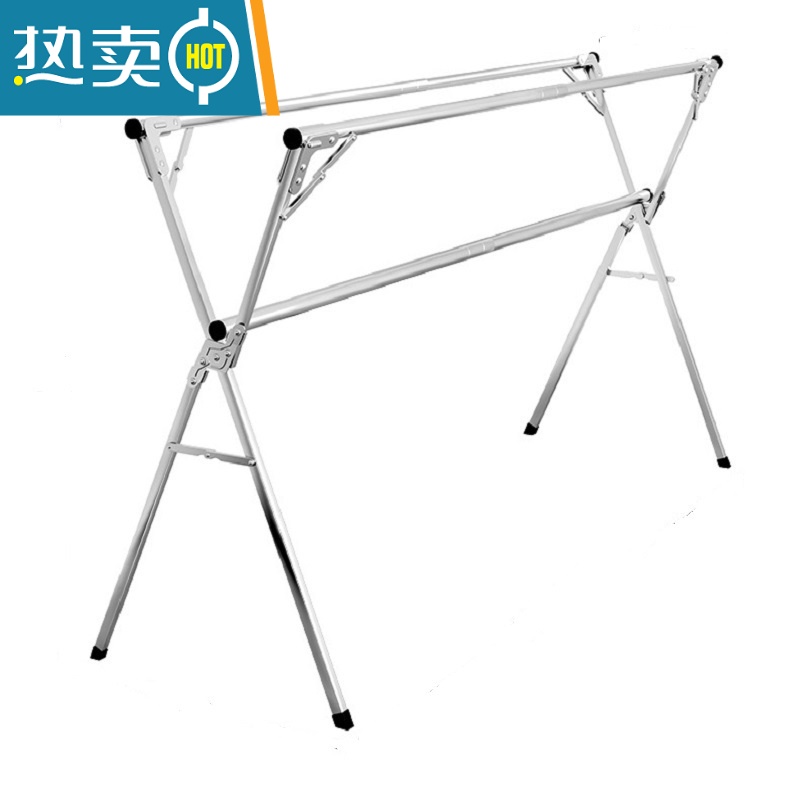 敬平西藏晾衣架落地折叠不锈钢伸缩阳台晒被子器室内免安装室外 2.0不锈钢三杆*可伸缩高清大图