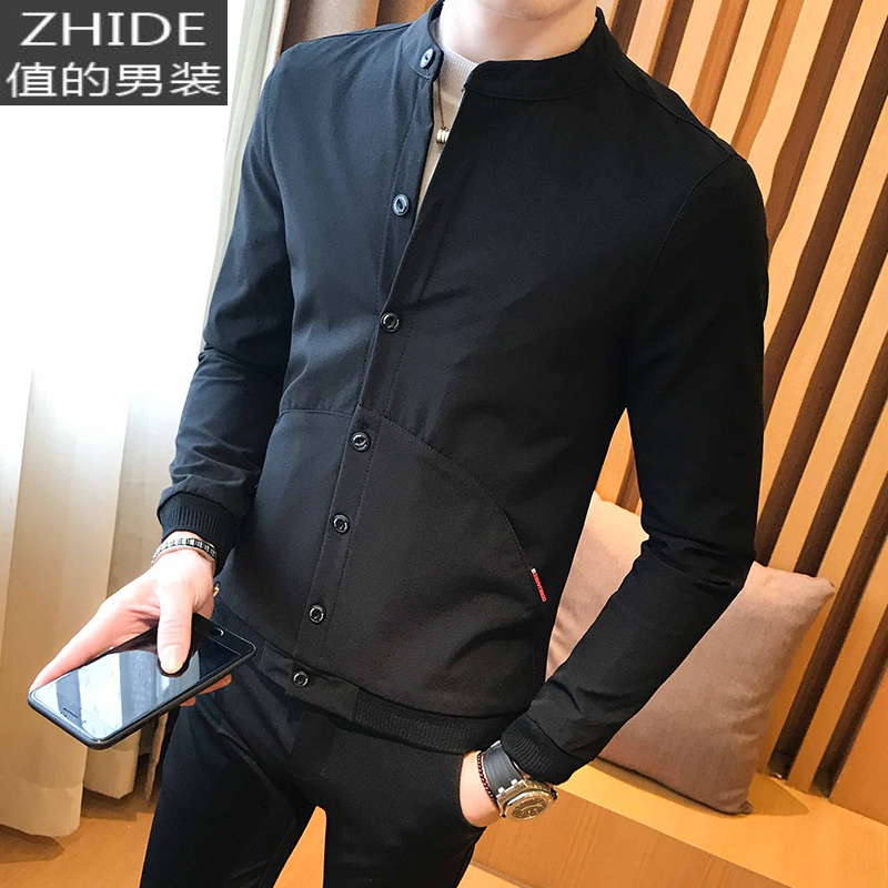 SUNTEK春秋季新款外套2020社会小伙衣服潮流百搭男装韩版修身精夹克男夹克高清大图