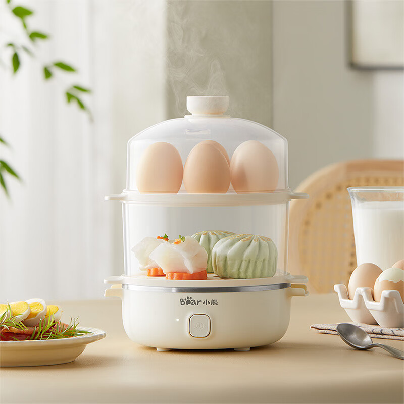 小熊(Bear)煮 蒸专用 家用多功能高温保护早餐鸡蛋羹迷你电蒸锅 【双层煮蛋器】ZDQ-J14L6双层