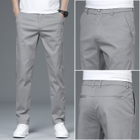 老爷车(LAOYECHE)春夏休闲裤男商务纯棉松紧腰男裤大码修身男士裤子2025新款直筒男装西裤 28(2尺1) 老爷车W6671-1浅灰