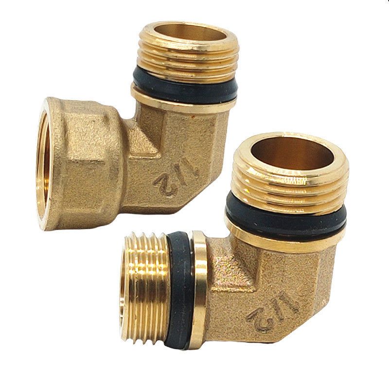 铜弯头内外丝双外牙弯头燃气热水器4分6分1寸螺纹配密封垫铜接头 4分