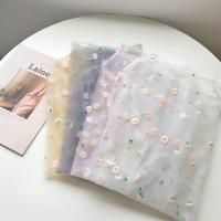 半高领网纱透视打底衫泫雅绣花内搭超仙防晒衣女学生韩版百搭上衣 黑色 均码 [70-125斤]