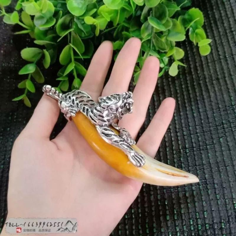 土豪版老虎仿虎牙熊牙吊坠挂件大猫牙兽牙动物牙齿霸气饰品