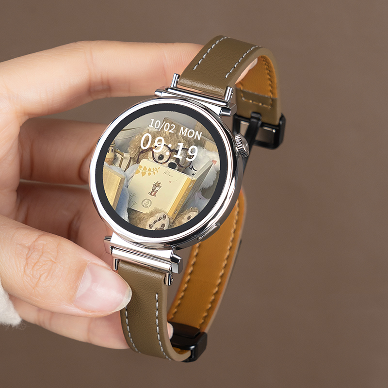 适用华为gt6表带手表watchgt6女表gt4女款watch5秋冬gt3新款gt6pro高级智能gt2女士磁吸3264 褐色表带 适用:华为GT3/GT3Pro(46mm)22mm