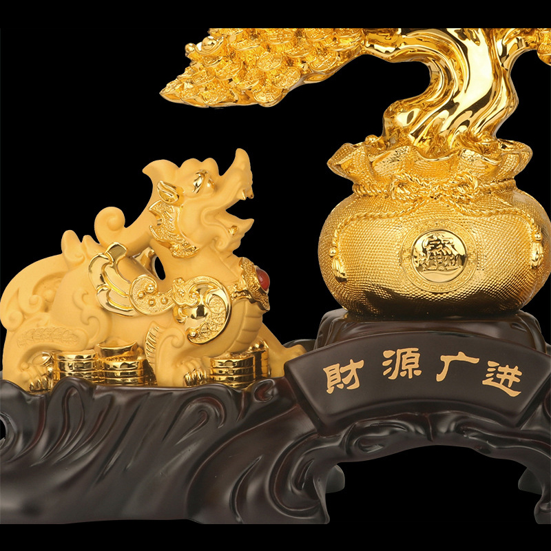 添福运 树脂摆件工艺品家居客酒柜装饰品玄关客厅酒柜小装饰品摆件办公室装饰店铺装饰开业礼品乔迁礼品收银台装饰品财源广进树高清大图