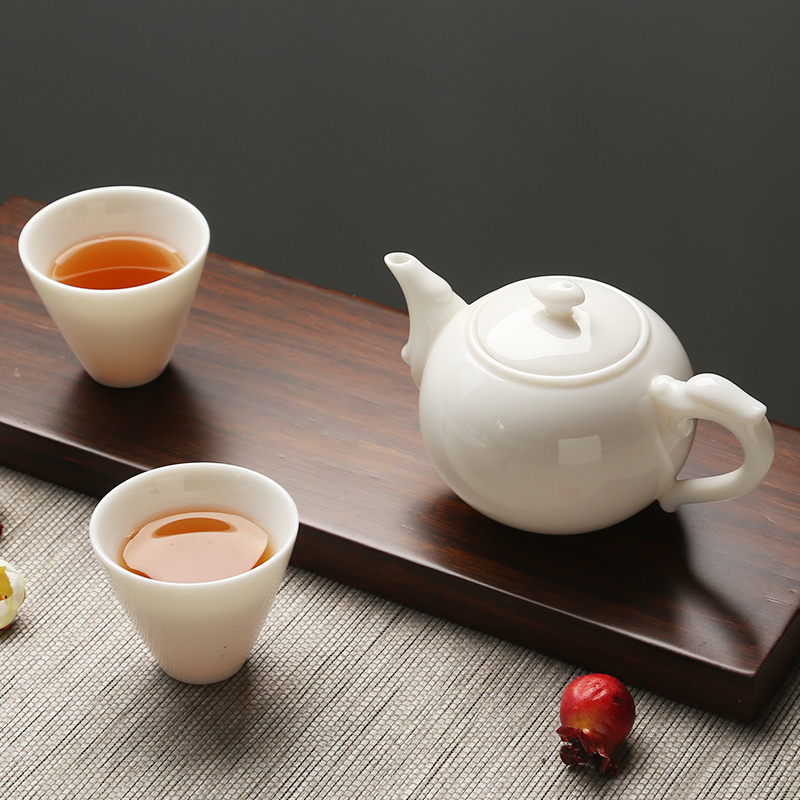 苏氏陶瓷(SUSHI CERAMICS)茶壶羊脂玉中国白如意陶瓷功夫茶具泡茶壶猪油白亮光款礼盒装