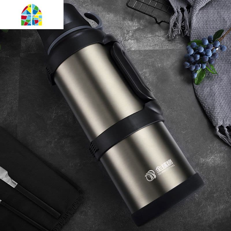 保温水壶户外大容量旅行4L家用保温杯便携车载瓶不锈钢保温壶 FENGHOU 枪灰色4L图片