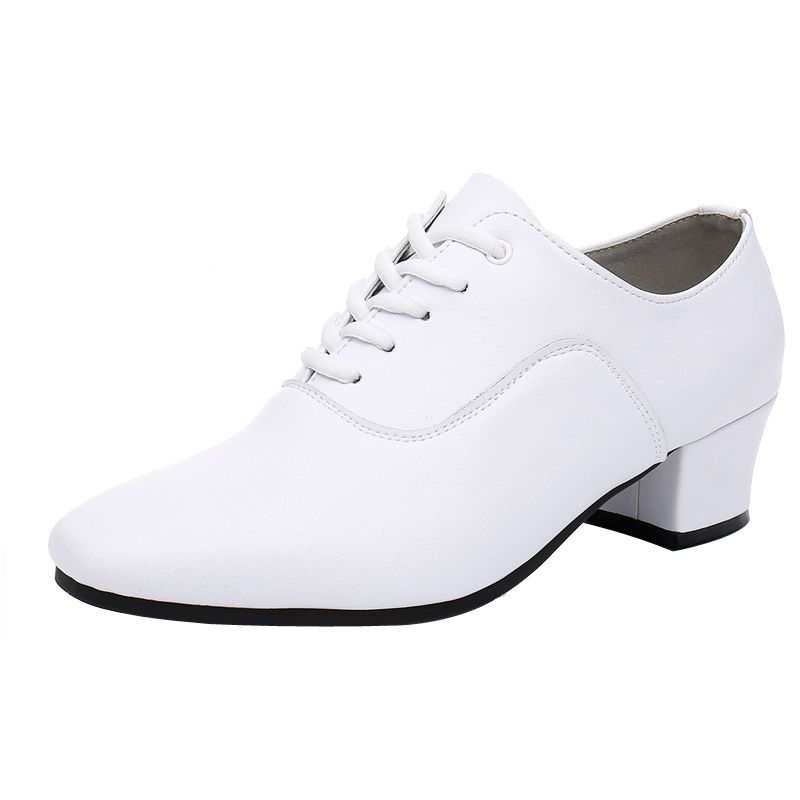 跳舞鞋男拉丁舞鞋成人皮直板底中跟室外男士舞蹈鞋国标舞