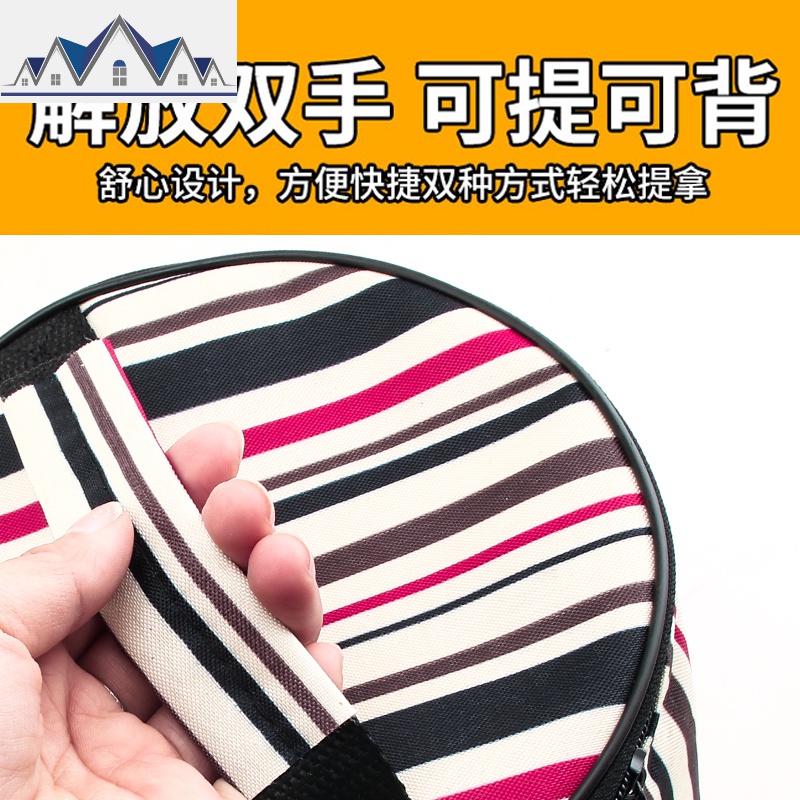 圆形饭盒袋铝箔装碗小号便当保温桶袋子套防水大号手提加厚带饭包 三维工匠收纳袋高清大图