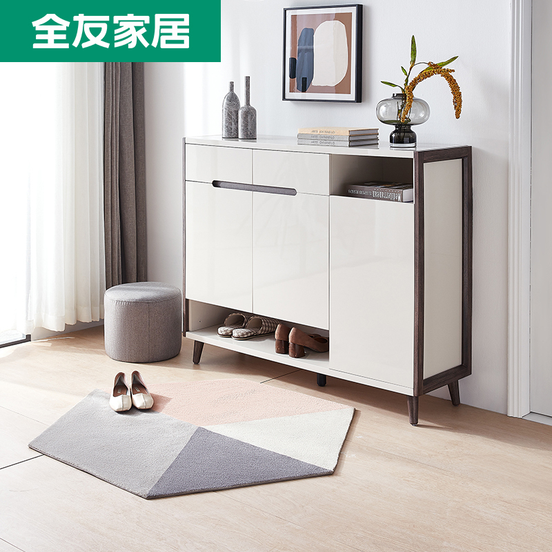 每20030全友家居北欧简约鞋柜玄关柜实木边框多区储物收纳柜121816