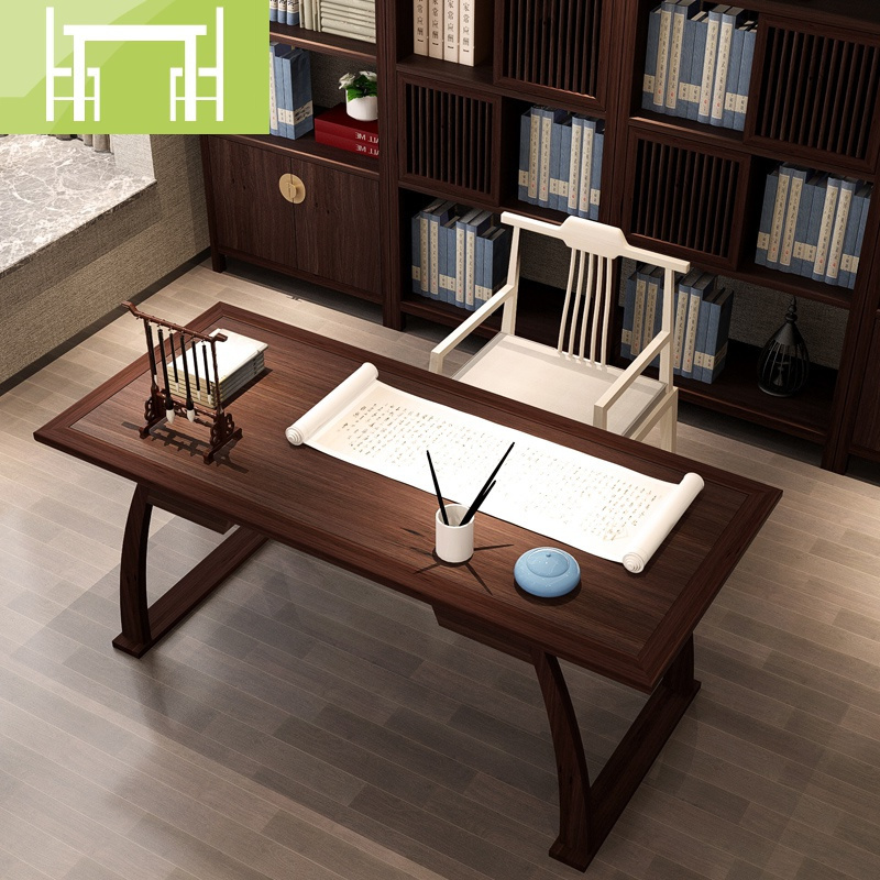 逸家伴侣新中式实木书桌书架书法桌现代简约书台电脑桌家用写字台书房