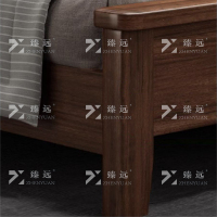 臻远 ZY4022915 实木床胡桃木双人床1.8米