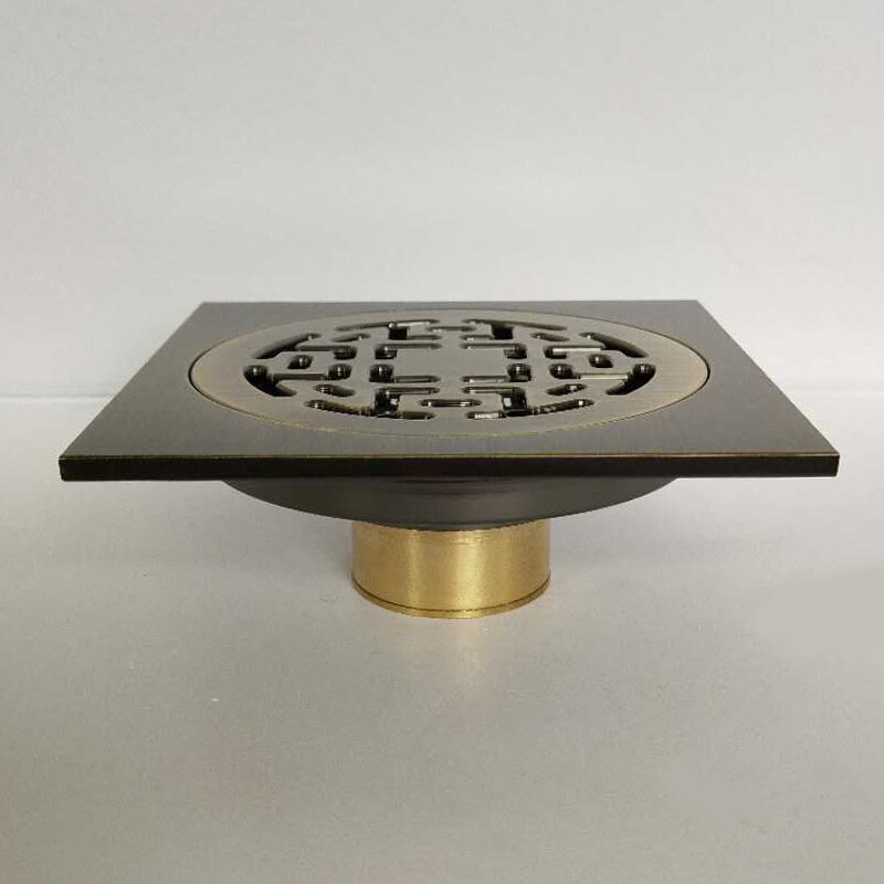 铜仿古铜淋浴房浴室大排量方形防臭地漏直通地漏卫生间阳台洗衣机安心