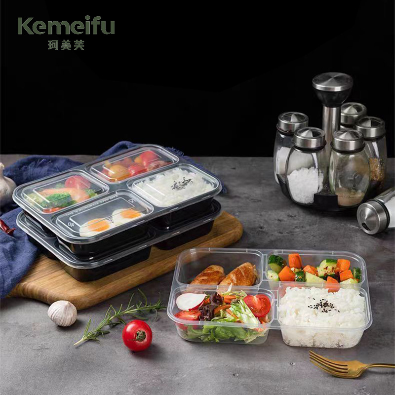 珂美芙 食品级加厚餐盒一次性餐盒 三格 个高清大图