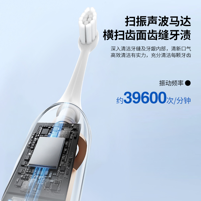 奥克斯AUX 声波电动牙刷AET-37DA36白色 5支刷头高清大图