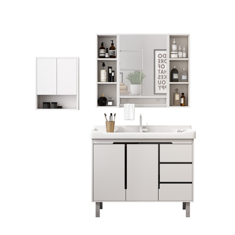 浴室柜卫生间洗漱台小户型闪电客洗脸盆柜组合落地式厕所洗手台盆洗面盆乳白色70吊柜镜柜款图片 高清实拍大图 苏宁易购