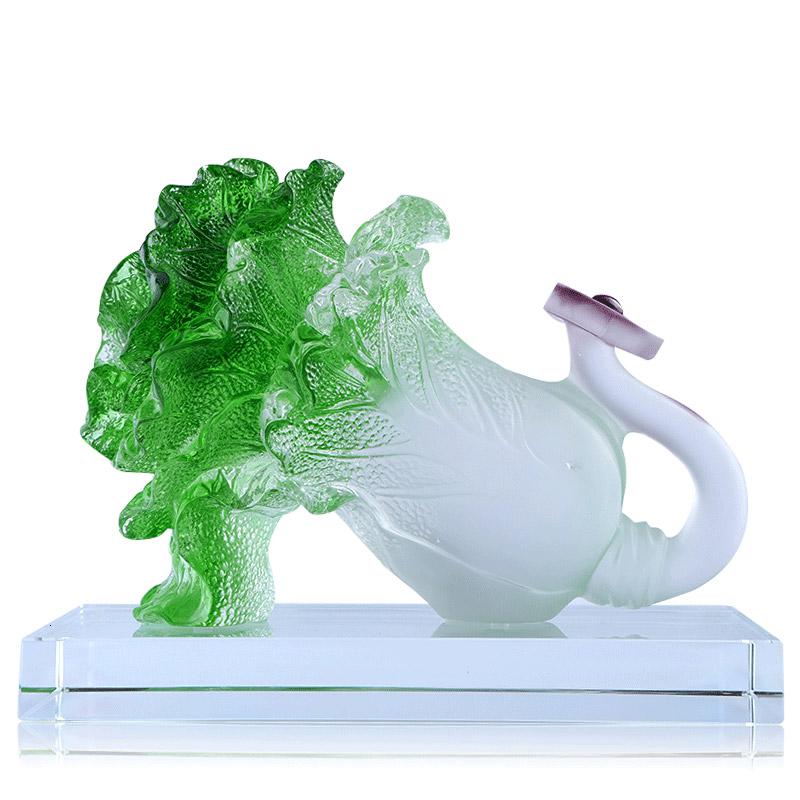 美帮汇百财如意古法琉璃玉白菜乔迁新居客厅装饰品玄关柜电视柜摆设高清大图
