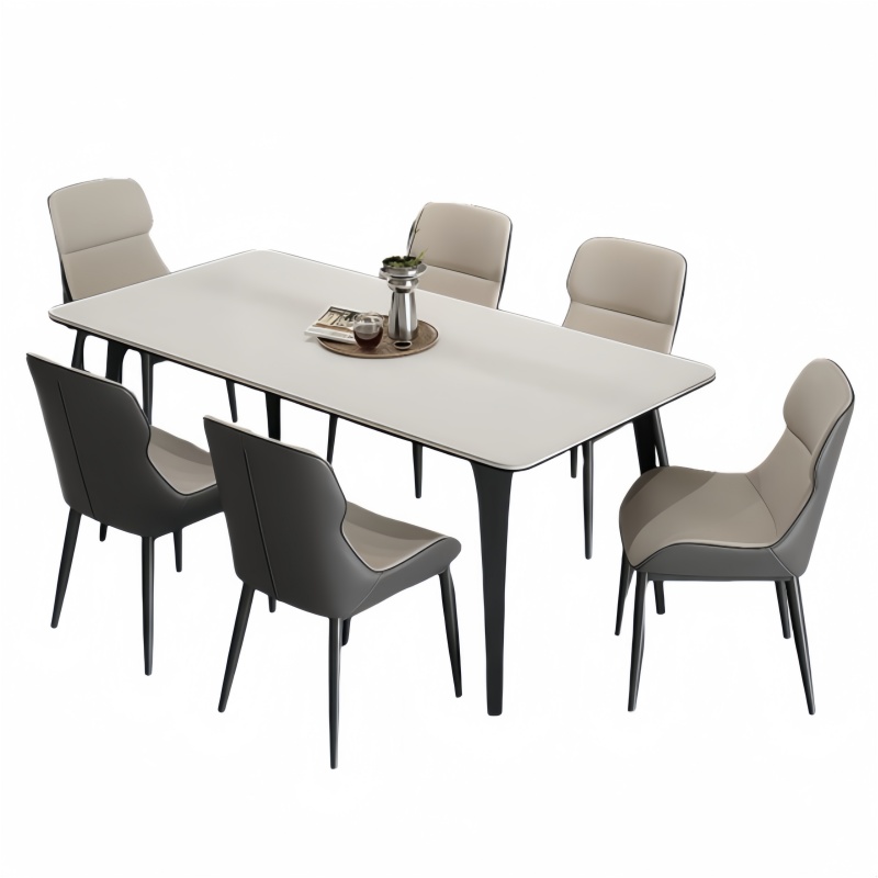 悦兴诚岩板餐桌1.8m+6椅套高清大图