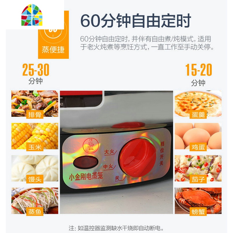 封后小金钢电蒸笼40CM不锈钢多功能大容量家用商用三层节能47CM电蒸锅 FENGHO 47CM升级1代(防干浇+无极调高清大图