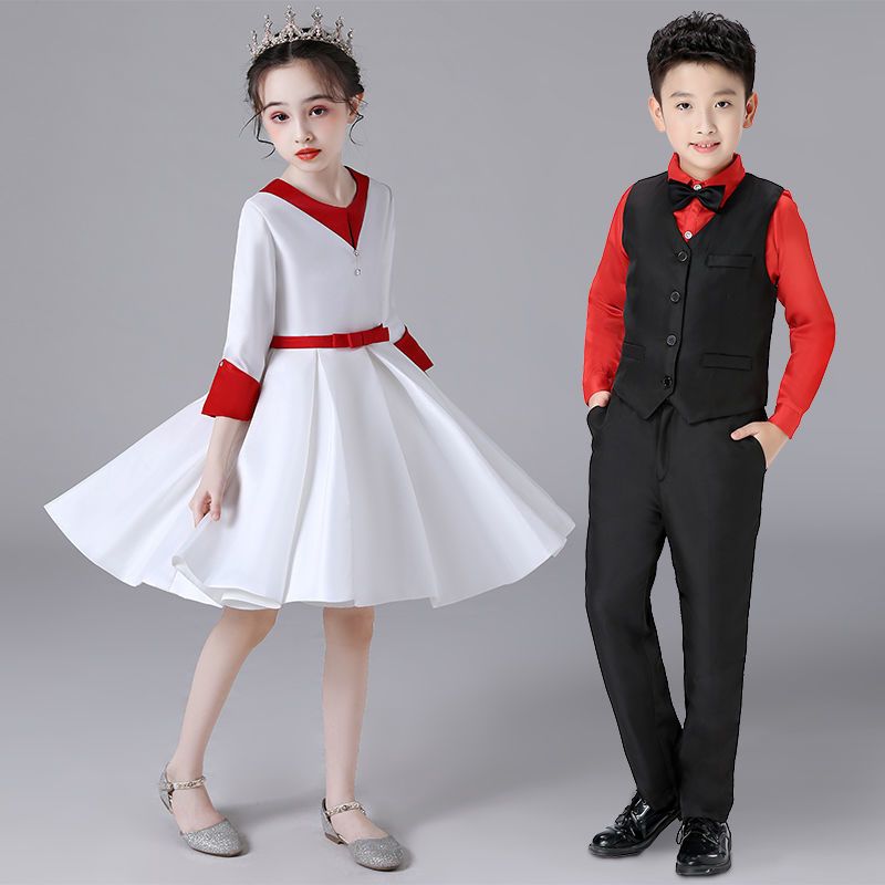 新款儿童合唱服演出服中小学生表演服中学生诗歌朗诵大合唱团服装透明