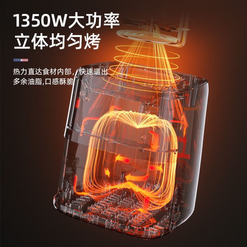 迈卡罗可视化空气炸锅家用大容量智能触屏大功率自动薯条电炸锅MC-KL615 6升彩屏电子可视炸锅 6L高清大图