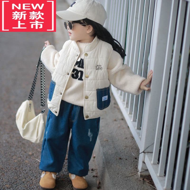 可莉允韩国童装2022冬季新款男女儿童贴布马甲棉袄加厚保暖宝宝棉衣外套棉服图片