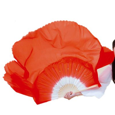 扇子扇18骨海派秧歌表演扇长绸扇广场舞扇跳舞扇183645大红单色右手