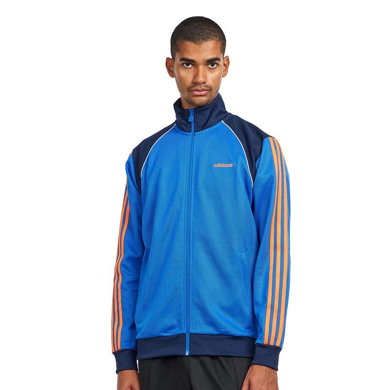 阿迪达斯(adidas)男款运动夹克蓝色拼接设计潮流休闲跑步训练防风高清大图