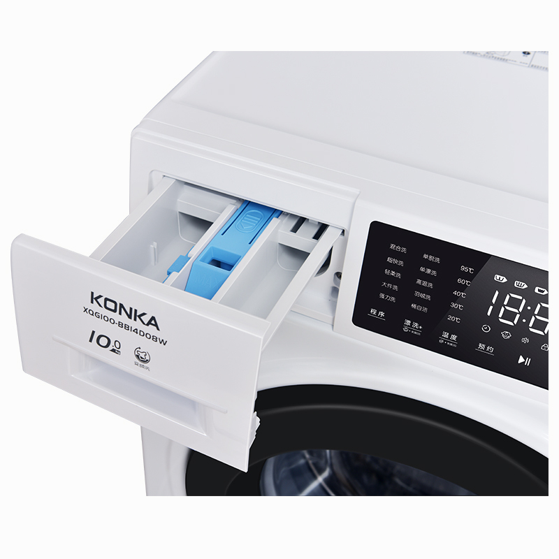 康佳(KONKA)10公斤 变频全自动滚筒洗衣机 触摸LED屏 高温煮洗 一级能效 XQG100-BB14D08W
