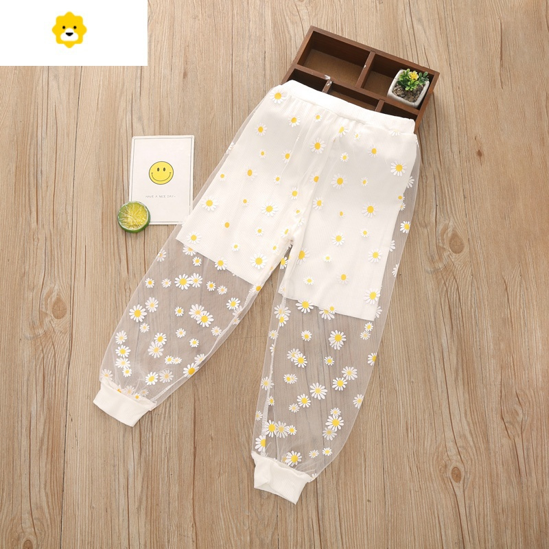 喻娄防蚊裤女童3岁1中小童夏薄款夏季裤子儿童夏外穿宝宝波点裤