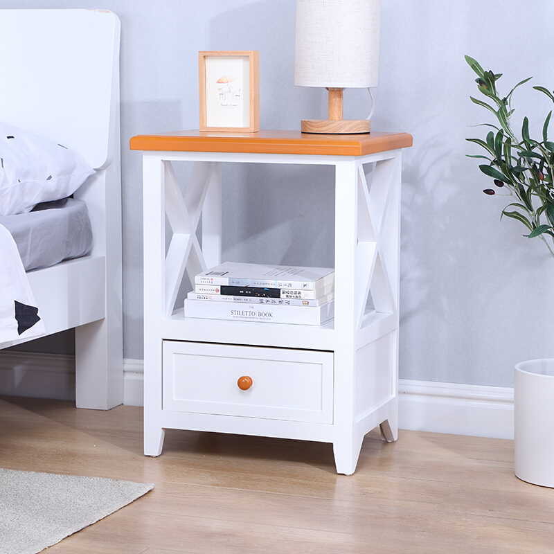简约现代整装实木床头柜卧室小户型经济型床边柜窄白色家用小柜子35宽