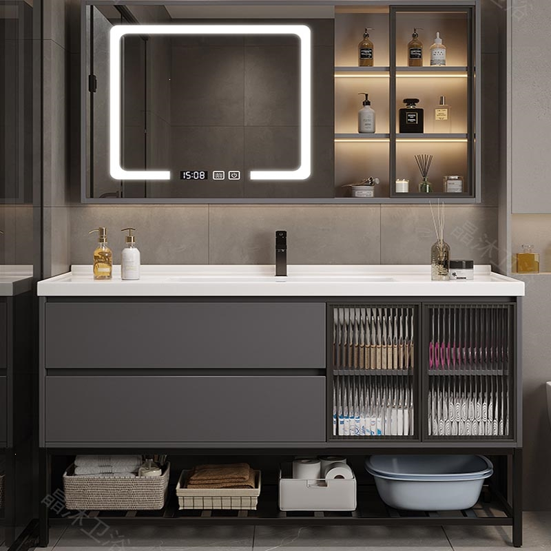 藤印象现代简约陶瓷一体盆浴室柜组合卫生间洗漱台洗手洗脸盆柜落地