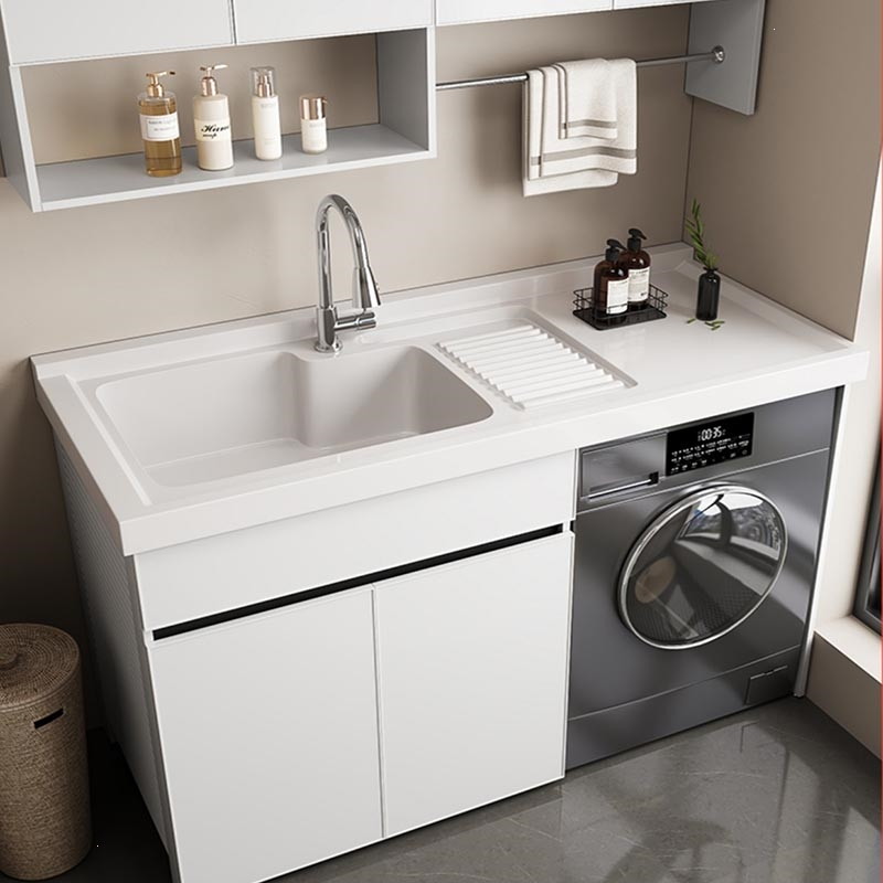 藤印象太空铝阳台洗衣机柜组合定制洗衣台盆带搓板一体洗衣柜伴侣组合