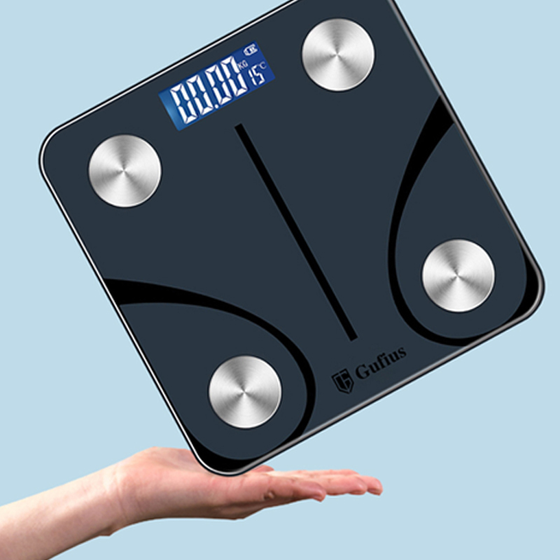 古菲斯-GUFIUS)LCD显示屏电子秤体脂秤体重计+跳绳+8字拉力器 健身燃脂套装 S3!高清大图