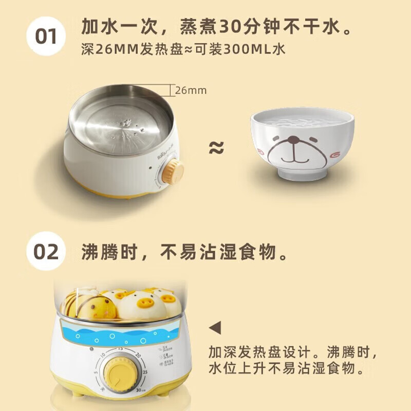 小熊蒸蛋器自动断电家用多功能不锈钢煮蛋器小型蒸蛋羹煮蛋神器ZDQ-A07U1高清大图