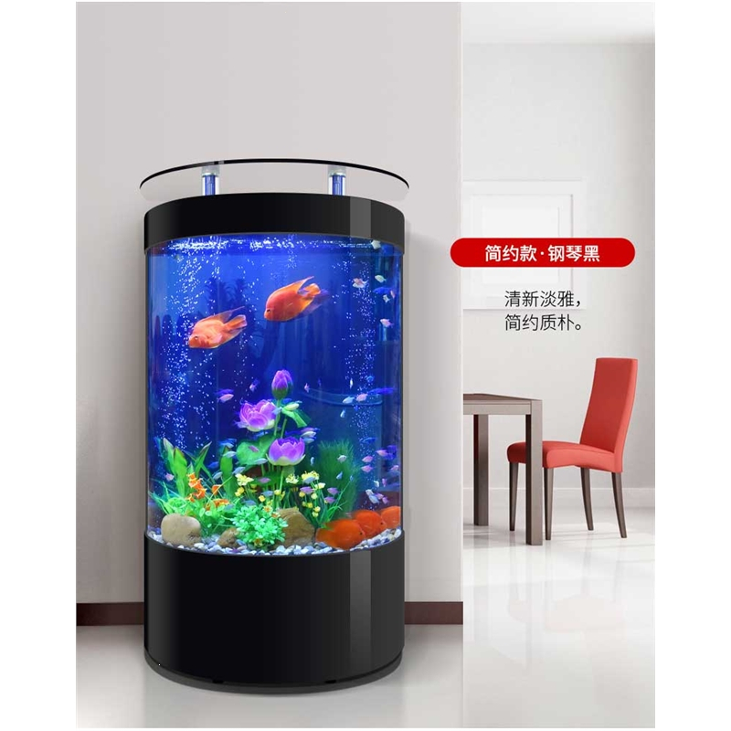 米妮宠物日用鱼缸客厅家用中大型欧式落地半圆柱形水族箱米妮办公室门厅用生态金鱼缸 价格图片品牌报价 苏宁易购鹿嵘宠物用品专营店