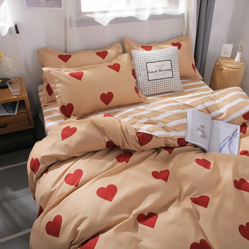 美帮汇大学宿舍单人床三件套寝室被套铺盖套上下铺被子六件套床单四件套 爱情空间 2.2四件套【被套适合220*240被芯】