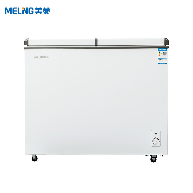 美菱meling218升卧式冷柜家用冰柜商用保鲜柜双温冰柜自营蝴蝶门冰箱