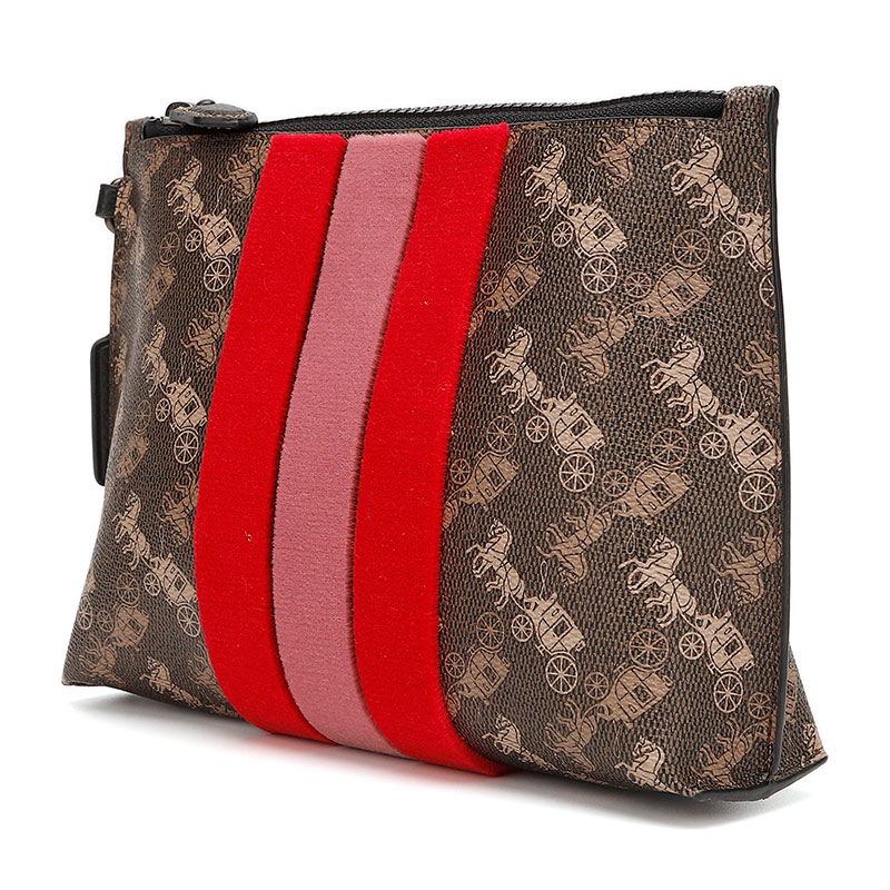 蔻驰包COACH男女同款奢侈品专柜款咖色拼色人造革马车logo款手拿包信封包礼物送人86113 V5AA8高清大图